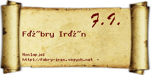 Fábry Irén névjegykártya