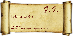 Fábry Irén névjegykártya
